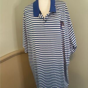 Nike Blue and White Striped Polo Shirt